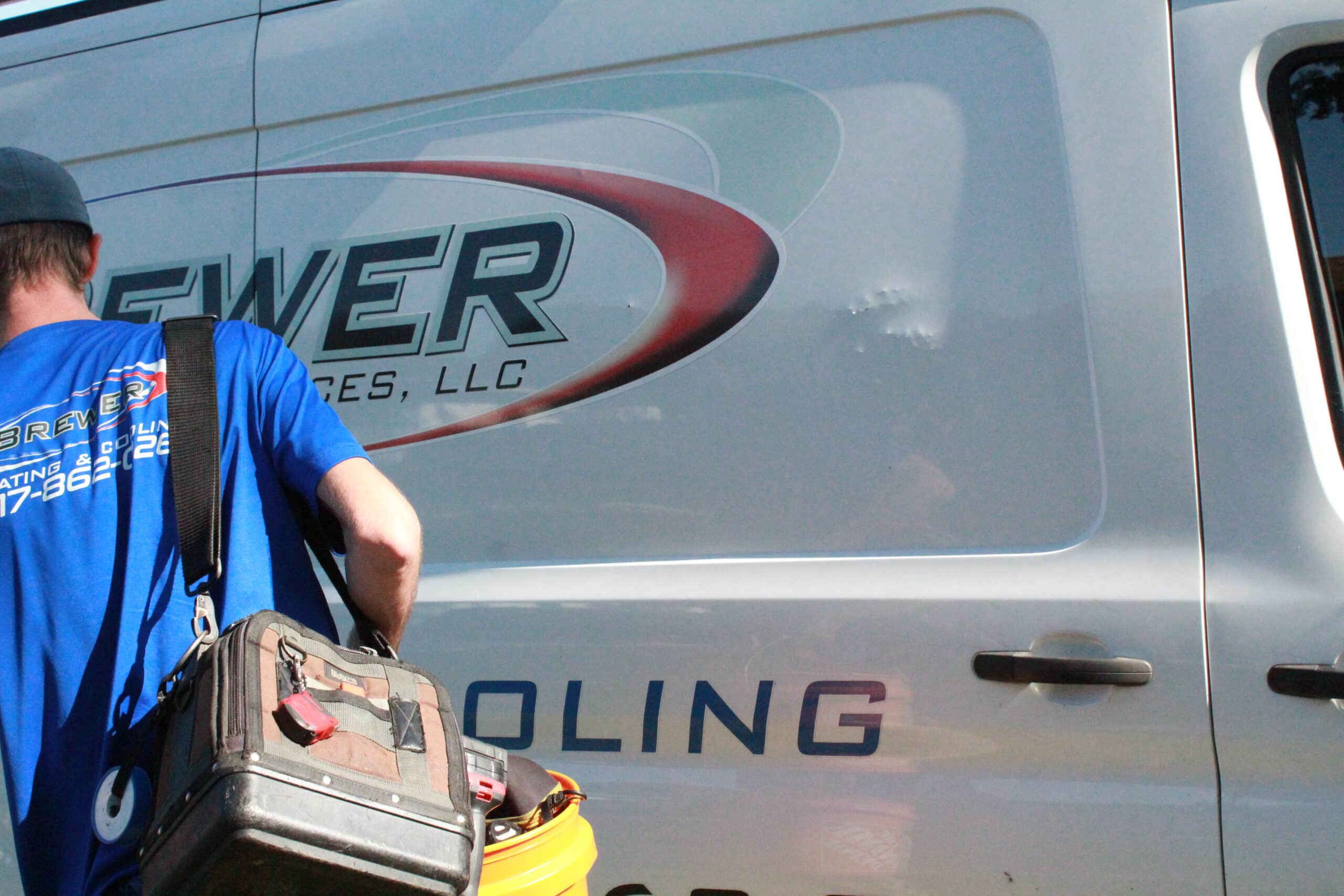 Brewer tech transitioning to Franklin Indiana home for furnace repair